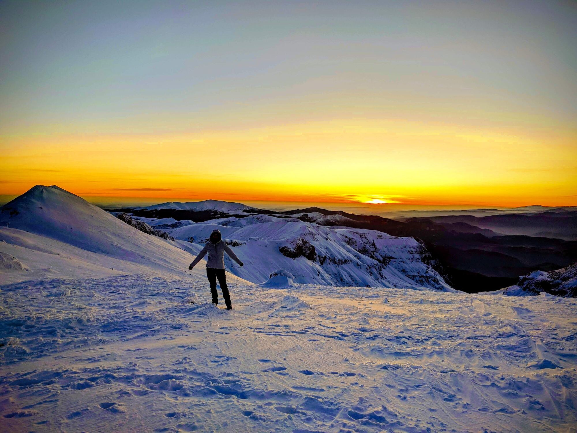 Apus de iarnă pe Vârful Omu, Munții Bucegi